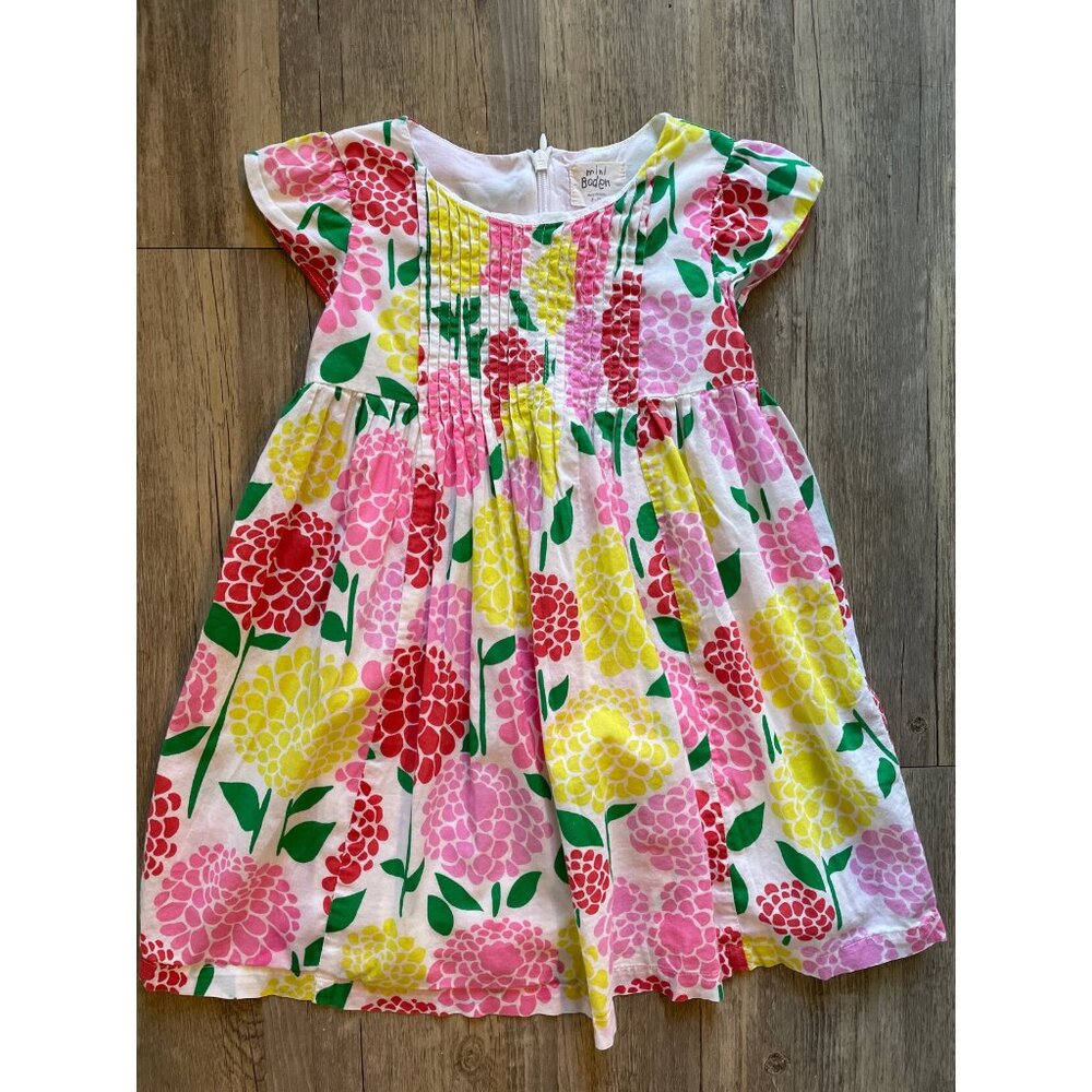 Mini Boden Pintuck Floral Dress Size 2-3Y